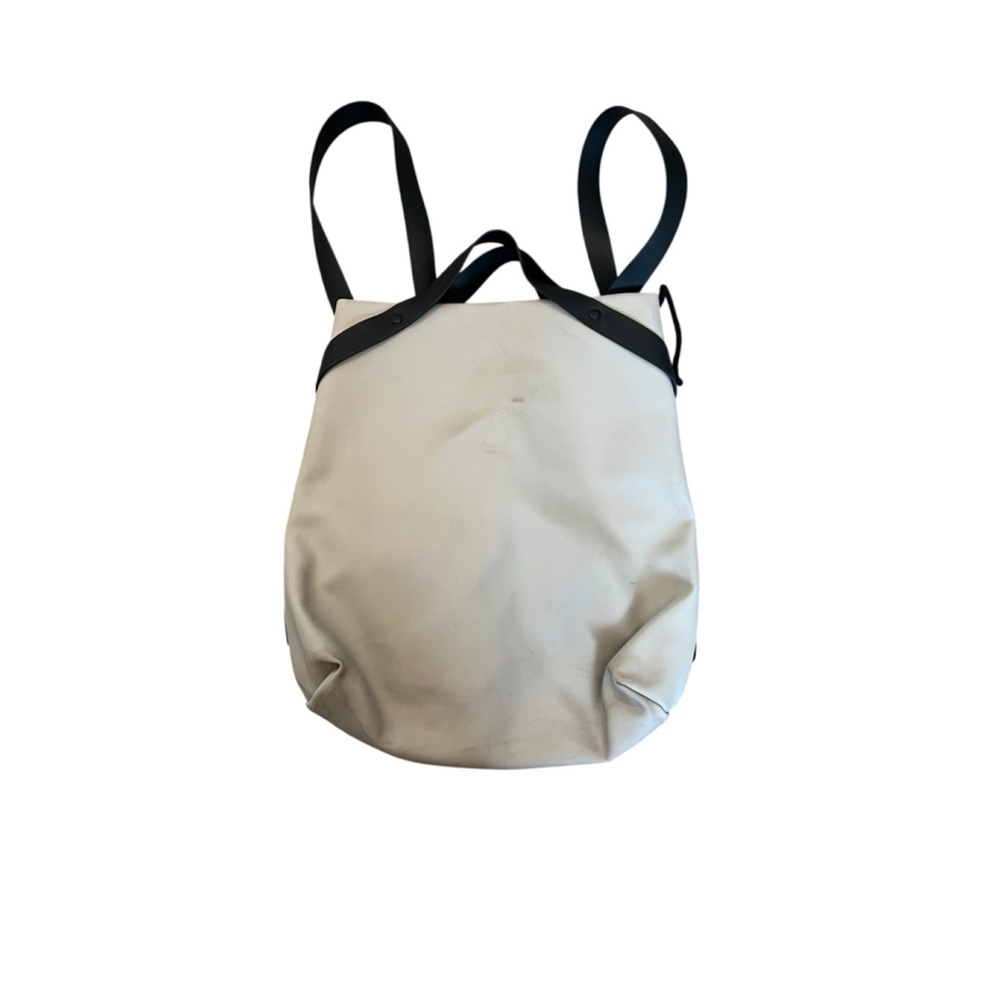 Rains Cream and Black Minimalist Backpack